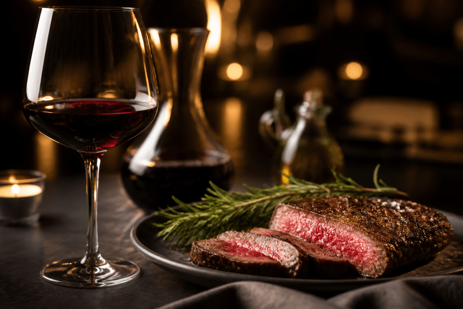 Steak mit kräftigem Rotwein