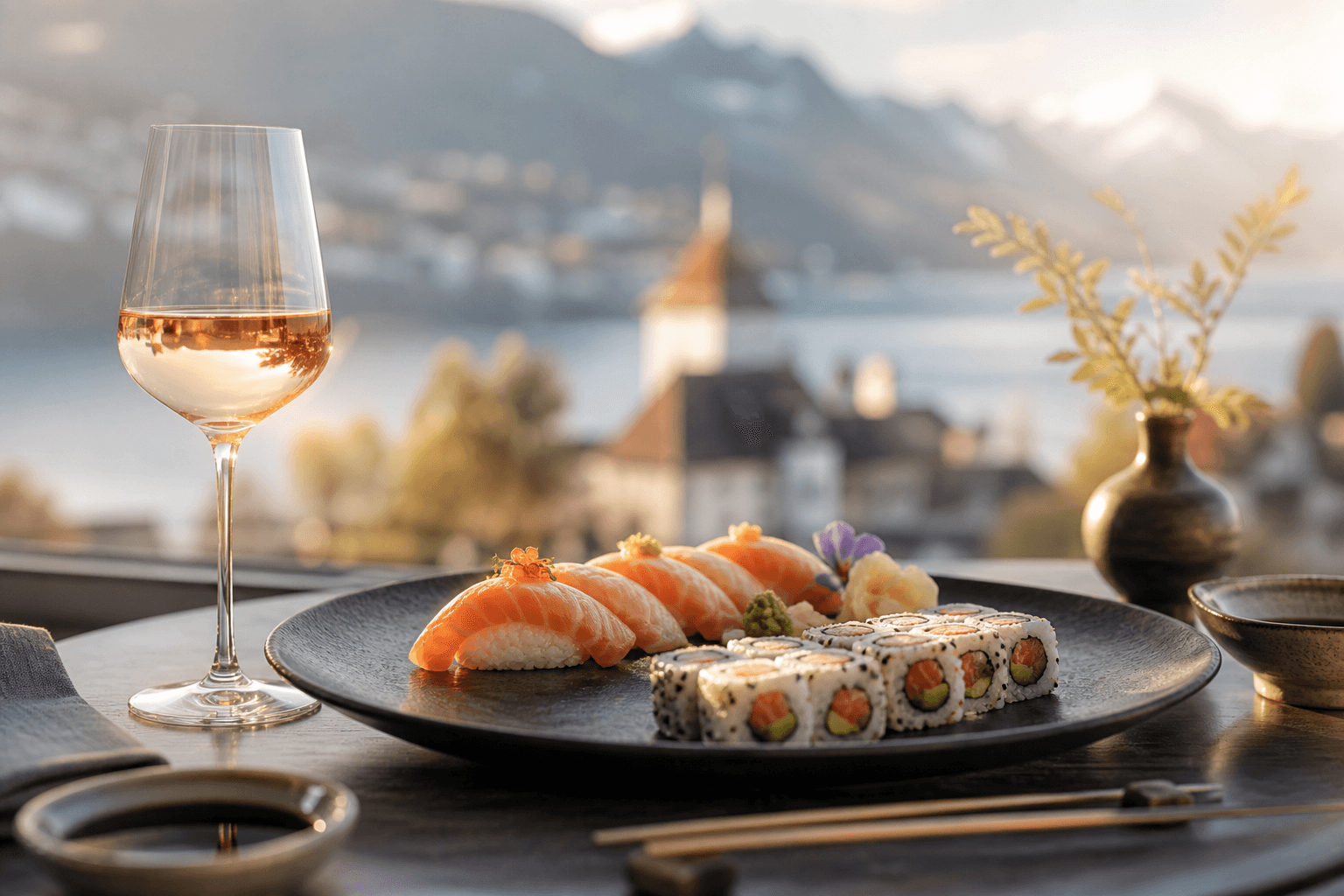Sushi mit leichtem Weisswein oder Rosé